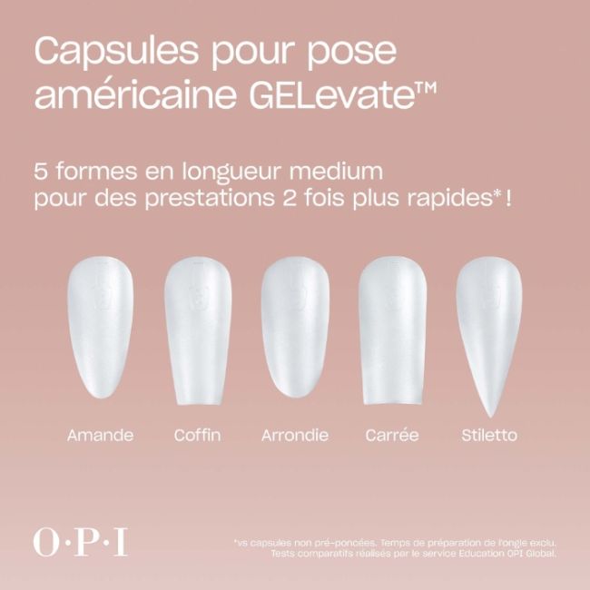 Recharge capsules gel Gelevate Carrée Taille 5.5 Longueur Medium OPI