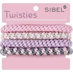 Élastiques Twisties multicolores rose / lilas Sibel