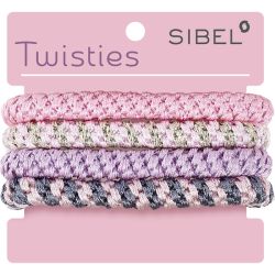 Élastiques Twisties multicolores rose / lilas Sibel