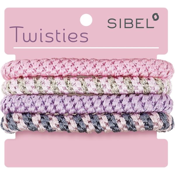 Élastiques Twisties multicolores rose / lilas Sibel