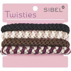 Élastiques Twisties multicolores brun / noir Sibel