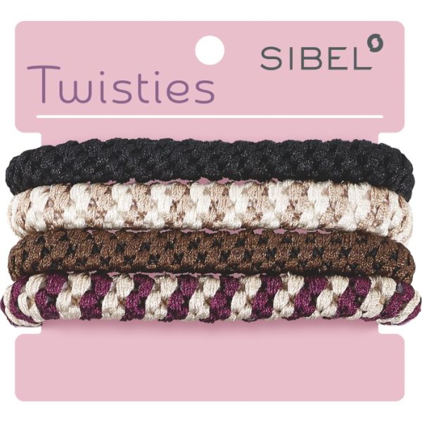 Élastiques Twisties multicolores brun / noir Sibel