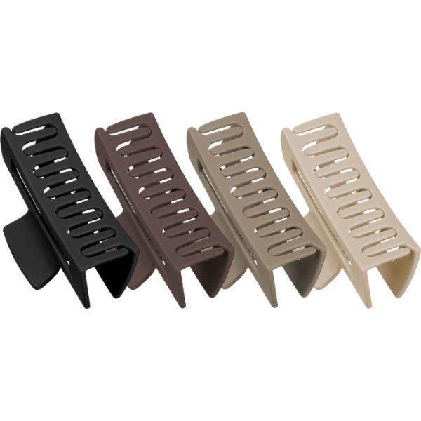 Set de 4 Pinces à cheveux King (noir brun beige) 90 x 50mm Sibel