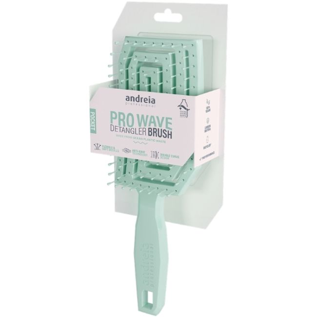 Escova Pro Wave Detangler pocket verde Andreia