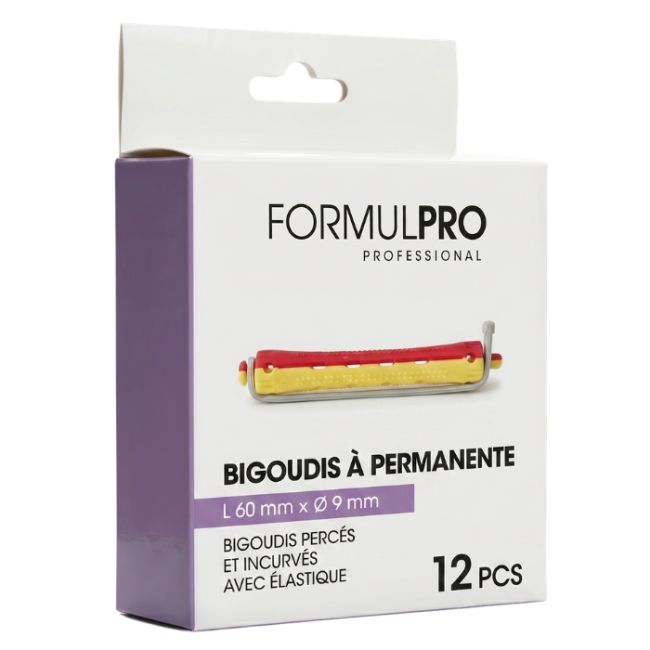 Bigoudis Courts 6 cm x 12 Rouge/jaune 9mm Formul Pro