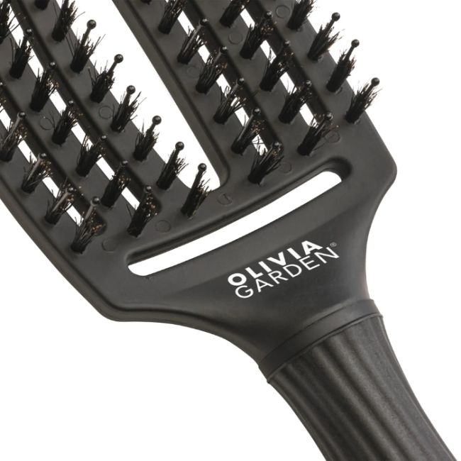 Brosse Fingerbrush Care Iconic Double poils nylon Full Black taille M Olivia Garden