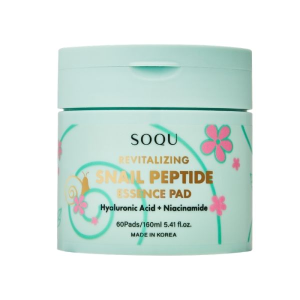 Pads revitalizantes con mucina de caracol y péptidos Soqu 160ML.