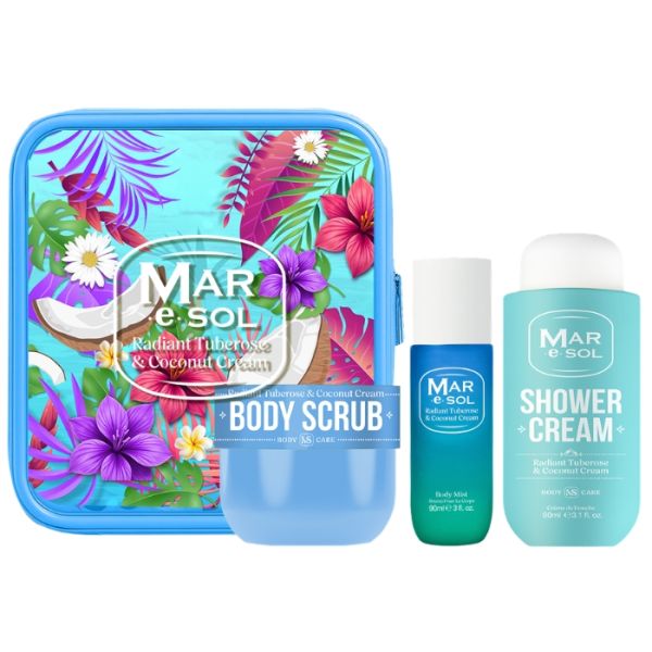 Kit voyage soin corps tubérousse radieuse et noix de coco Mar E Sol