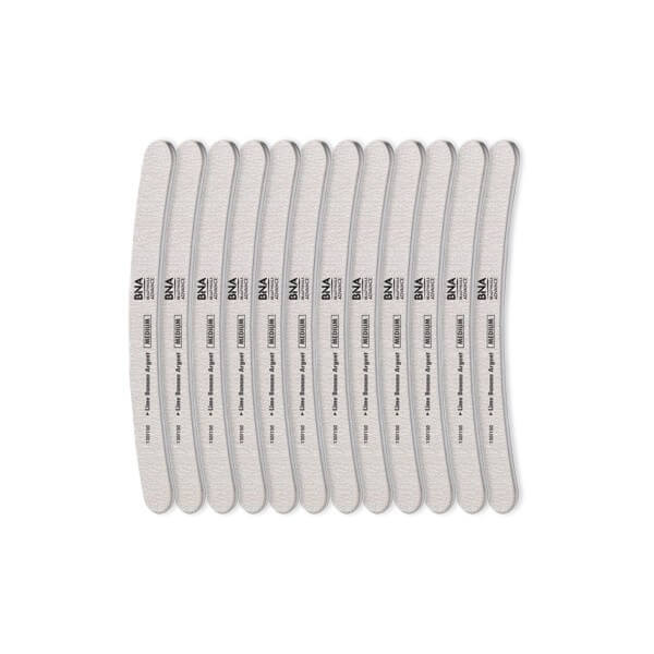 Pacote de 12 limas de unhas de banana médias 150/150. Pacote de 12 limas de unhas de banana médias 150/150.