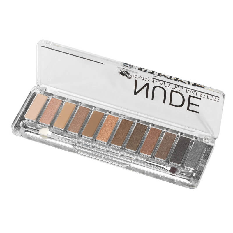 Paleta de sombras de ojos en tonos nude degradados.