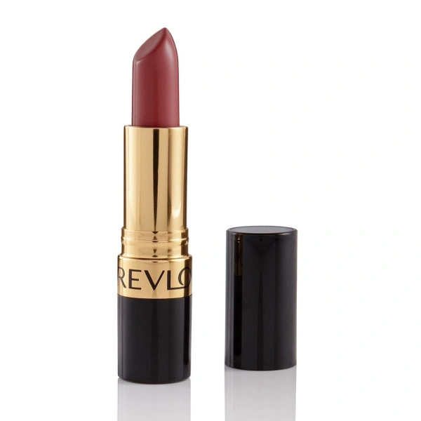 Labial Super Lustrous Revlon 535 en color Raisin Rum.