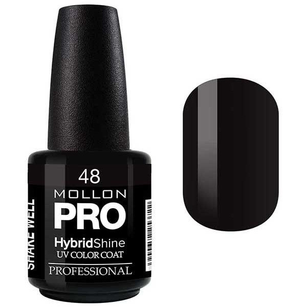 Vernis Semi-Permanent Hybrid Shine Mollon Pro 15ml Black / Noir - 48 Vernis Semi-Permanent Hybrid Shine Mollon Pro 15ml Black / Noir - 48
