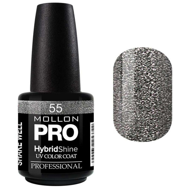Vernis Semi-Permanent Hybrid Shine Mollon Pro 15ml Châtoiement Argenté - 55 Vernis Semi-Permanent Hybrid Shine Mollon Pro 15ml Châtoiement Argenté - 55