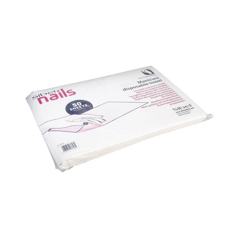 Pacote de 50 toalhas descartáveis para manicure.