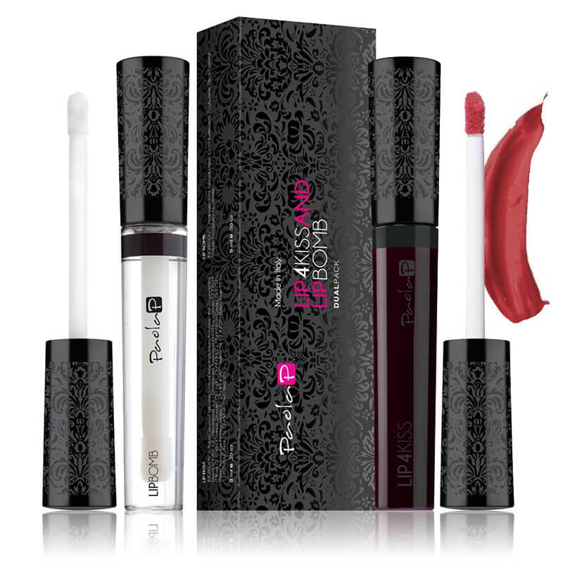 Dúo de lápiz labial Lip4Kiss Rojo Cereza N.3 + Lip Bomb