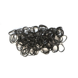 Estuche con 100 elásticos negros.