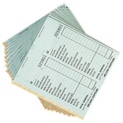 Pacote de 10 talões de caixa dupla com números.