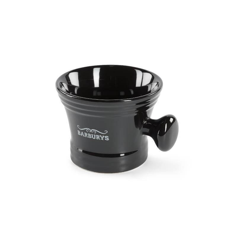 Caneca de barbear em porcelana preta