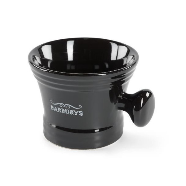 Black porcelain shaving mug