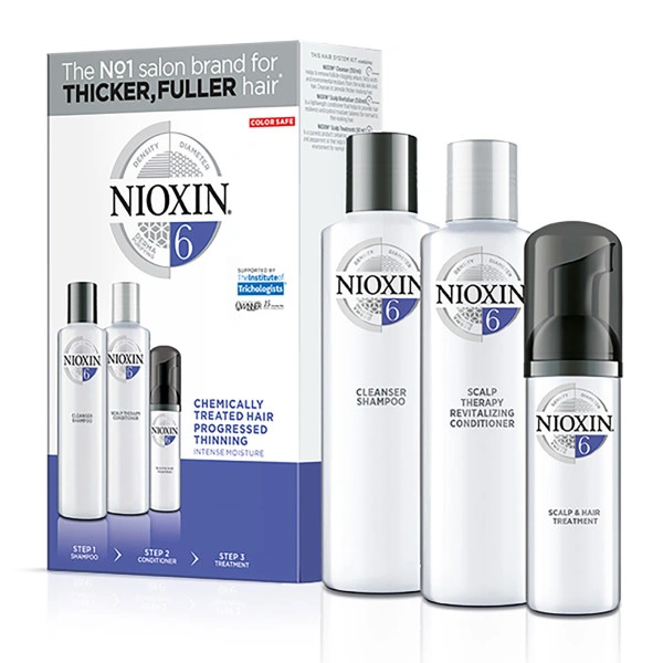 Kit para el cuidado del cabello Nioxin 6 visiblemente adelgazamiento, de espesor con los medios de comunicación, física o químic