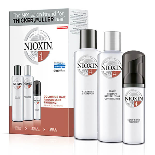 Kit soin nioxin n°4 cheveux Colorés visiblement clairsemés et fins 