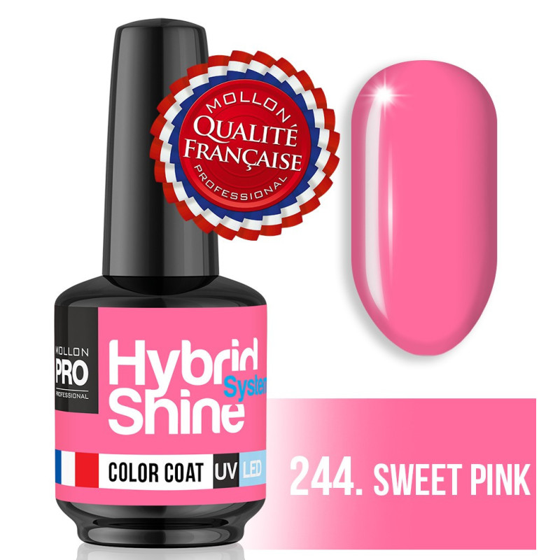 Mini Vernis Semi-Permanent Hybrid Shine Mollon Pro 8ml 244 Sweet Pink