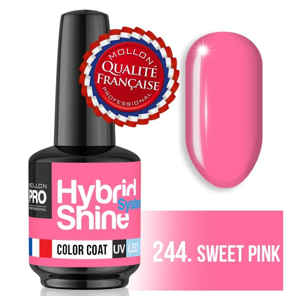 Mini-Lack Semi-Permanent Glanz Mollon Hybrid Pro 8 ml (für Farbe) 244 Sweet Pink