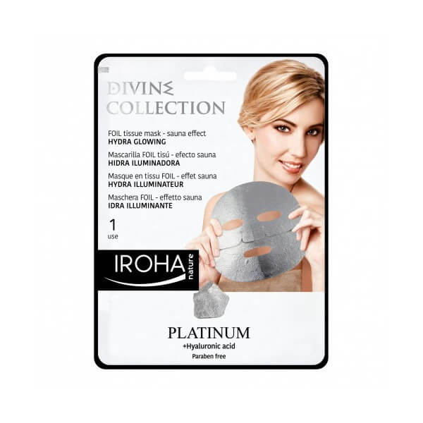 Máscara facial de tecido iluminadora Platinum IROHA Máscara facial de tecido iluminadora Platinum IROHA