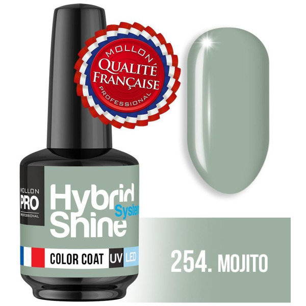 Mini Vernis Semi-Permanent Hybrid Shine Mollon Pro 254 Mojito 8 ml